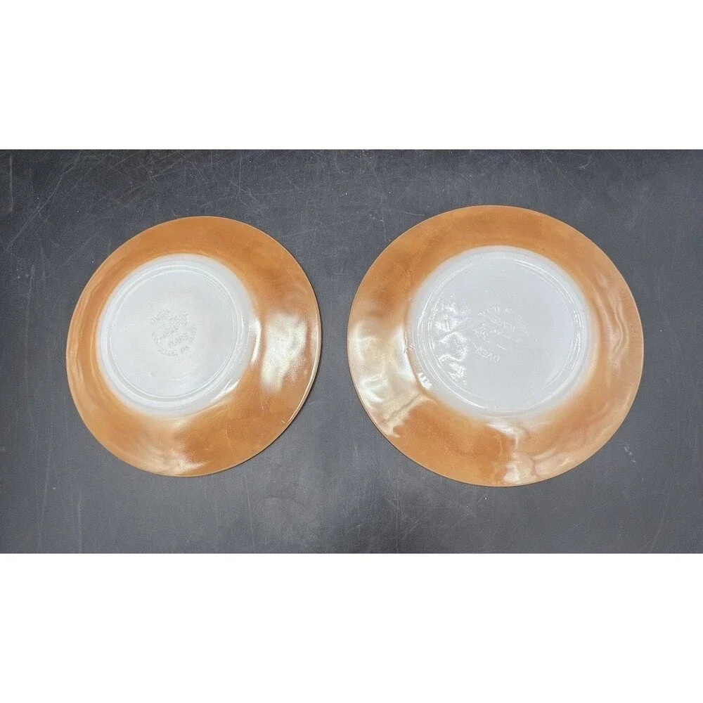 Vintage Fire King Peach Lustre Laurel Leaf 2 Cups 2 Saucers Anchor Hocking